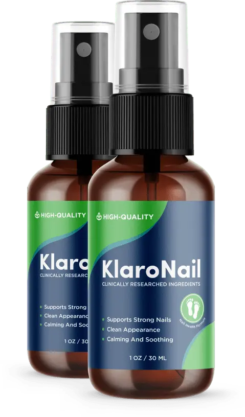 Two bottles of KlaroNail topical nail spray, the basic bundle