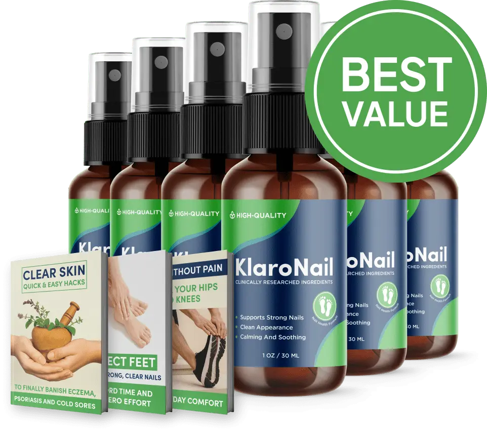 KlaroNail 6-bottle best value bundle with three free digital bonus guides
